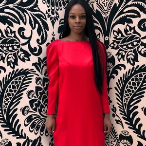 Vintage 1980's Red Bedazzled Ribbon Dress